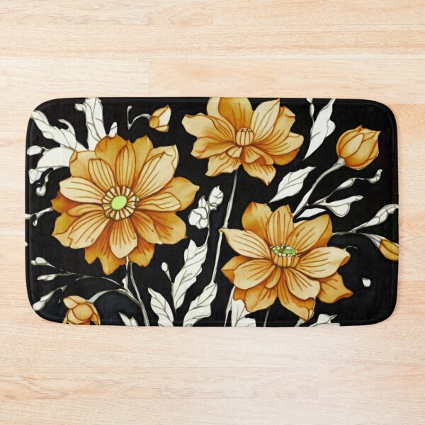 Item preview, Orange flowers on black  designed and sold by Flowersonstuff.
