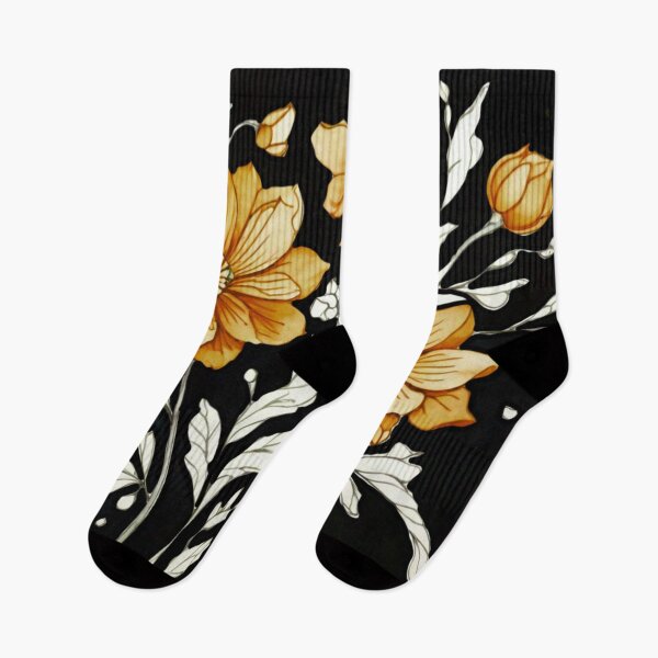 Item preview, Orange flowers on black  designed and sold by Flowersonstuff.