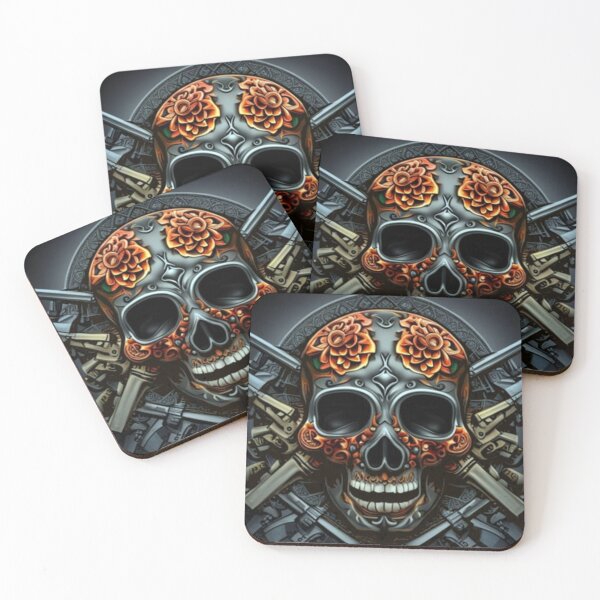Item preview, industrial flower skull designed and sold by TheDarkVault.