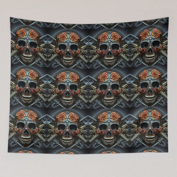 Item preview, industrial flower skull designed and sold by TheDarkVault.