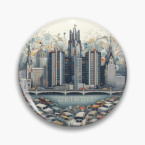 Item preview, Detroit, MI, Vintage Abstract Symbolic Sights Animation designed and sold by Gaborai.