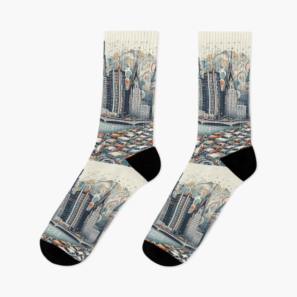Item preview, Detroit, MI, Vintage Abstract Symbolic Sights Animation designed and sold by Gaborai.