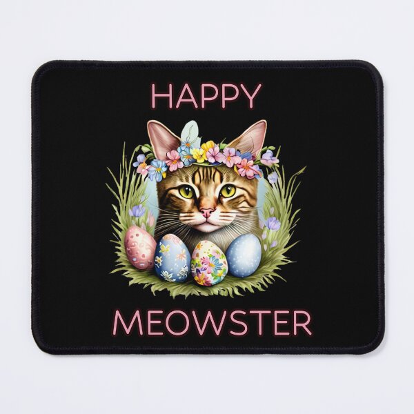 Item preview, Happy Meowster Easter Cat with Flowers and Eggs designed and sold by Watercolored-Me.