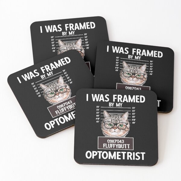 Item preview, Cute Cat with Eyeglasses - I Was Framed Optometry Quote designed and sold by Primroaddesigns.