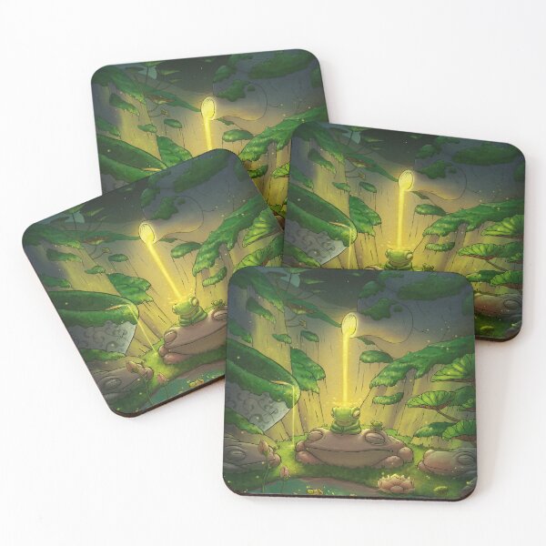 Item preview, tea time frog meditation asian artwork illustration designed and sold by DingHuArt.