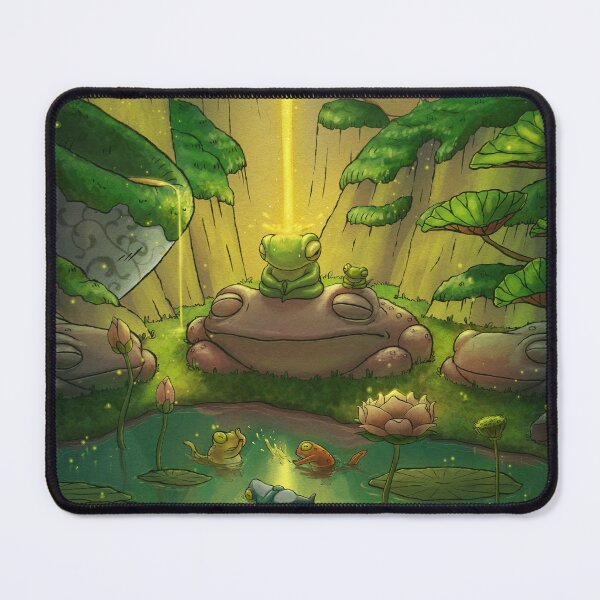 Item preview, tea time frog meditation asian artwork illustration designed and sold by DingHuArt.