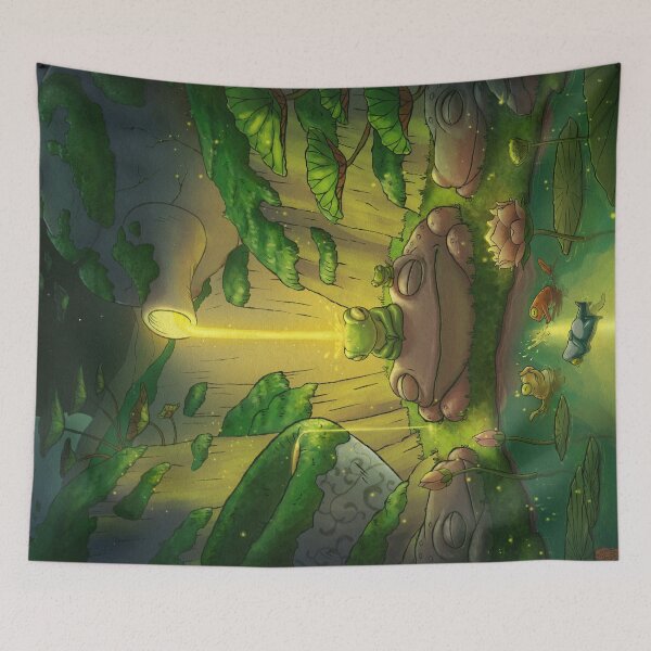 Item preview, tea time frog meditation asian artwork illustration designed and sold by DingHuArt.