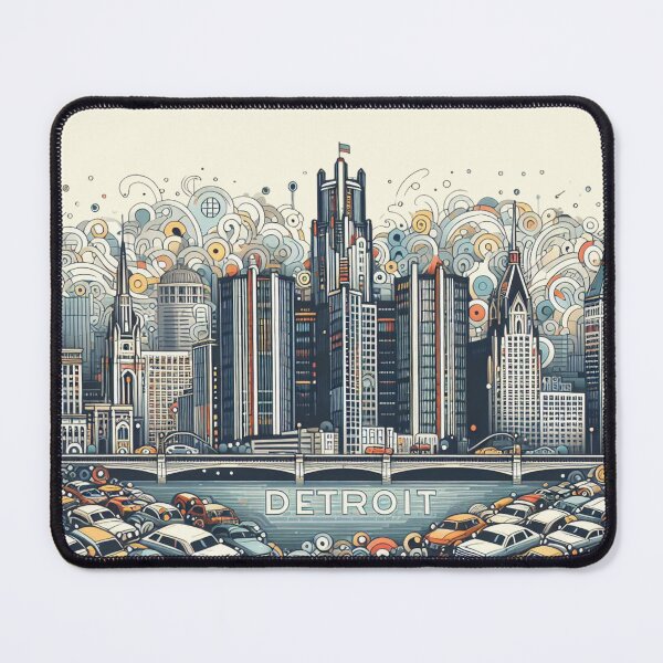 Item preview, Detroit, MI, Vintage Abstract Symbolic Sights Animation designed and sold by Gaborai.