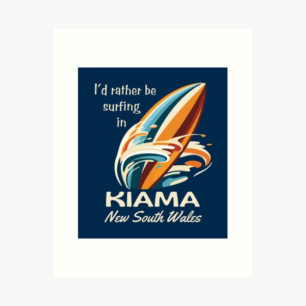 Item preview, Retro-Style I'd Rather Be Surfing in Kiama, New South Wales, Australia designed and sold by SurfingLocales.