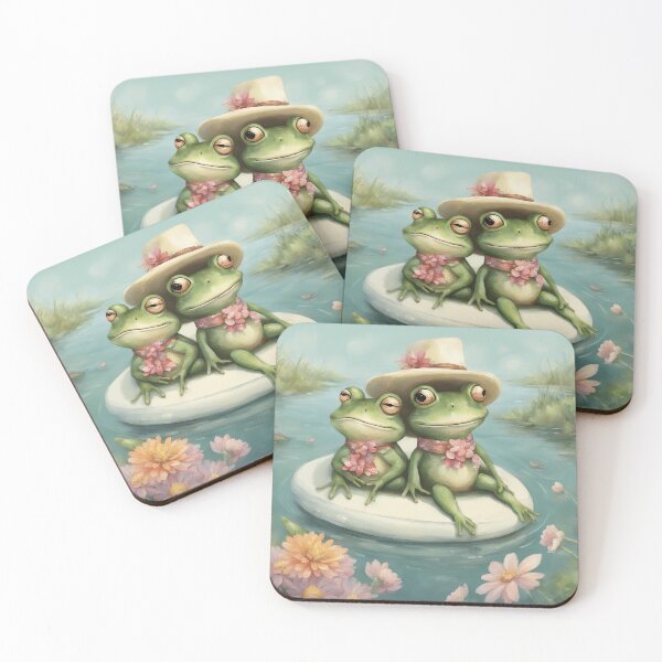 Item preview, Beautiful Couple Of Frogs On A Raft designed and sold by ArmonyforSouls.