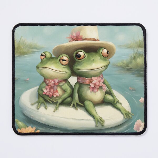 Item preview, Beautiful Couple Of Frogs On A Raft designed and sold by ArmonyforSouls.