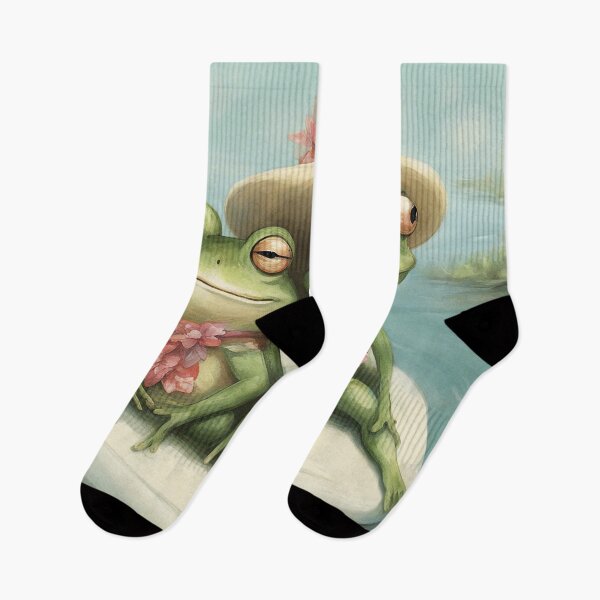 Item preview, Beautiful Couple Of Frogs On A Raft designed and sold by ArmonyforSouls.
