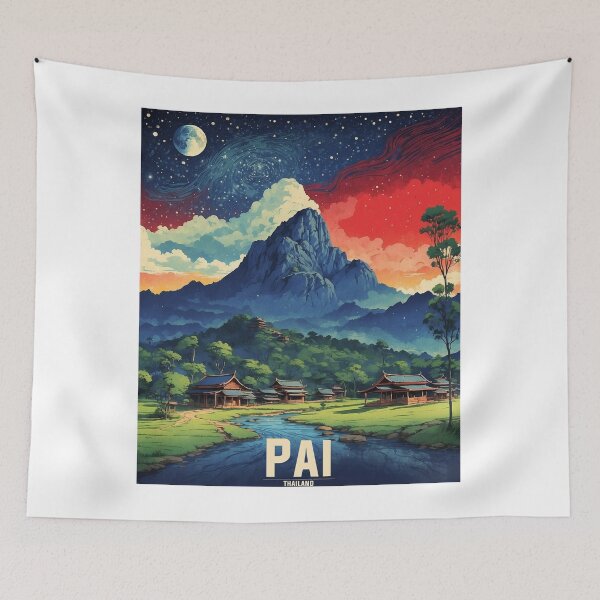 Item preview, Pai Thailand Starry Night Vintage Tourism  designed and sold by TravelersGems.