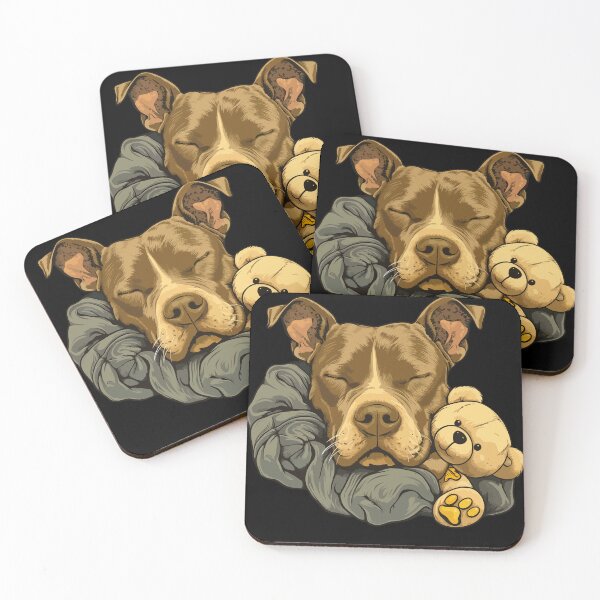 Item preview, Sleeping American Staffordshire Terrier with teddy bear designed and sold by drizzd.