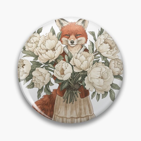 Item preview, A Cottagecore Fox with White Peonies  designed and sold by baucestudio.
