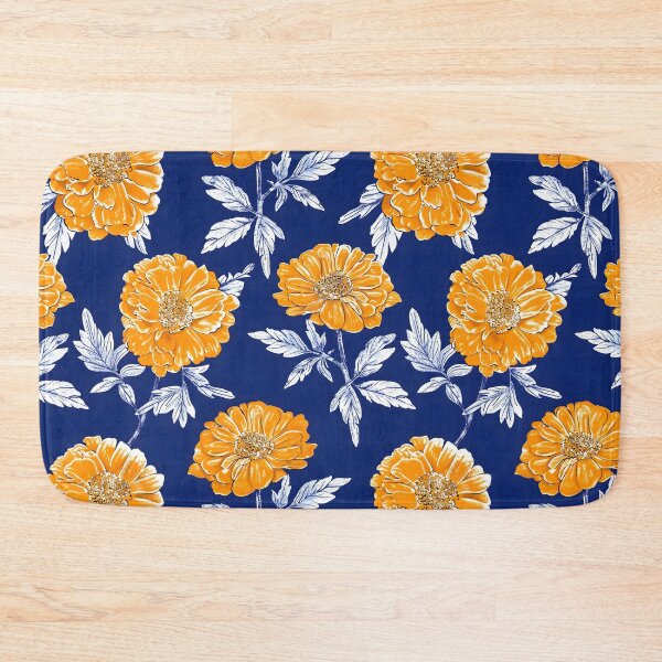 Item preview, Marigold Flower blue background designed and sold by kizenya.
