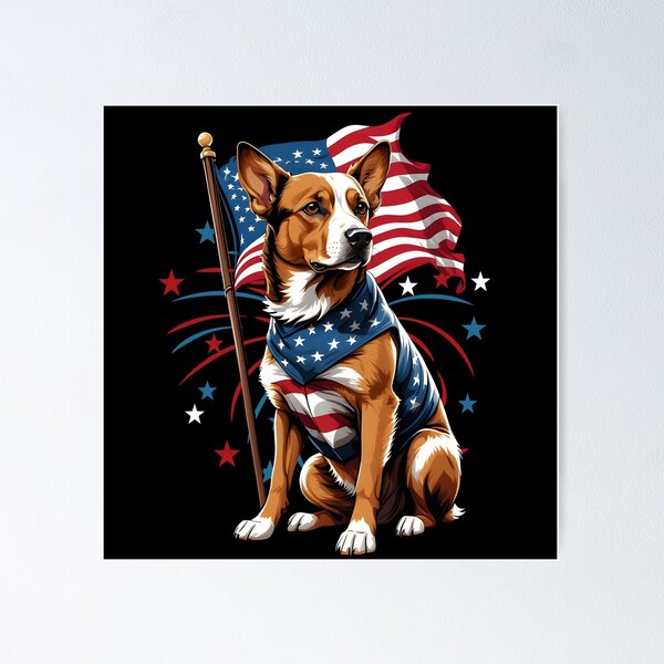 Item preview, Cute 4th of July Dog Flag designed and sold by Paula Helit.