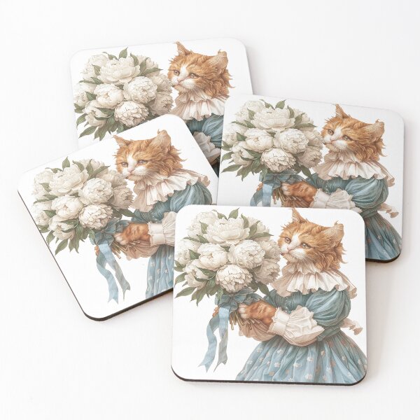 Item preview, A Victorian Style Cat with White Peonies  designed and sold by baucestudio.