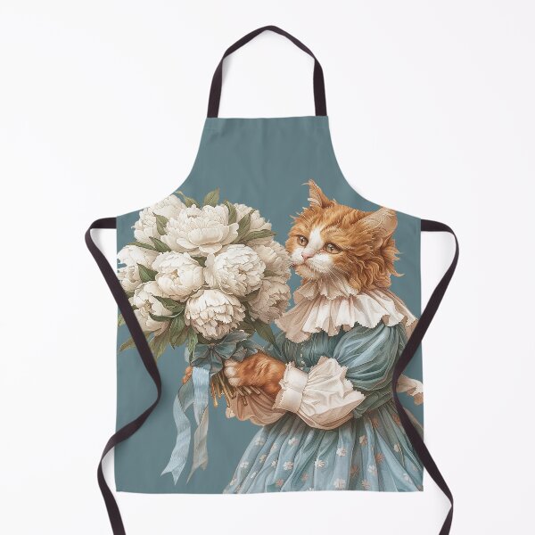 Item preview, A Victorian Style Cat with White Peonies  designed and sold by baucestudio.