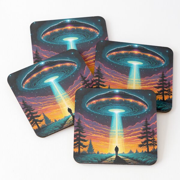 Item preview, Lonely Abduction: Man Walking the Lonely Road Encounters UFO designed and sold by GrizzlyCollective.