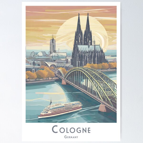 Item preview,  Vintage Minimal Retro Cologne Travel Poster - Sunset Panorama designed and sold by pod24.