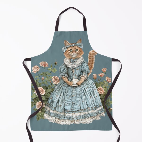 Item preview,  A Cat in Pastel Blue Victorian Style Dress at Afternoon Tea Party designed and sold by baucestudio.
