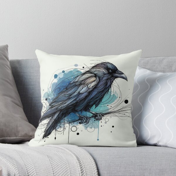 Item preview, Black Raven, Blue Turquoise Blur Water Colour designed and sold by Gaborai.