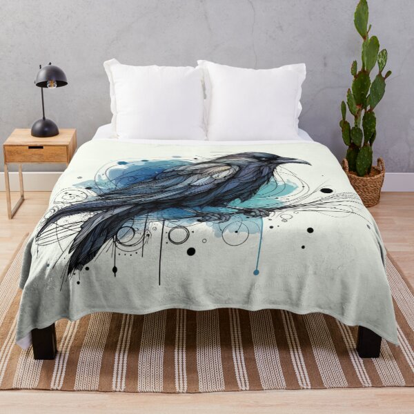 Item preview, Black Raven, Blue Turquoise Blur Water Colour designed and sold by Gaborai.