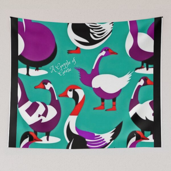 Item preview, A Gaggle of Geese colourful Scandinavian-inspired vintage design designed and sold by saywhatcreative.
