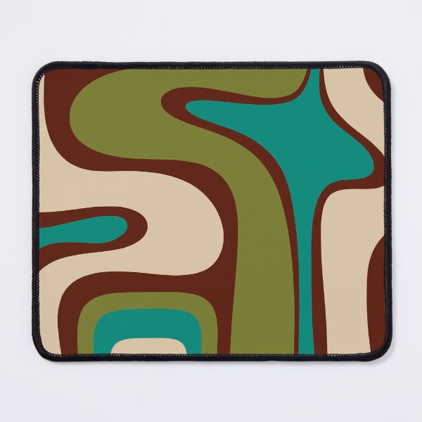 Item preview, Retro Copacetic Abstract in Mid Mod Olive Green, Maroon, and Turquoise Teal designed and sold by kierkegaard.