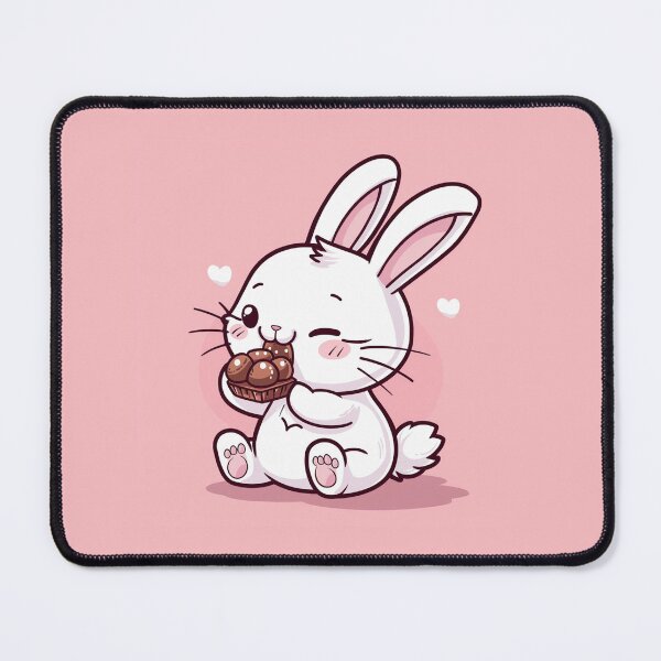 Item preview, White Cute Bunny Eat Chocolate designed and sold by KawaiiArtStyle.