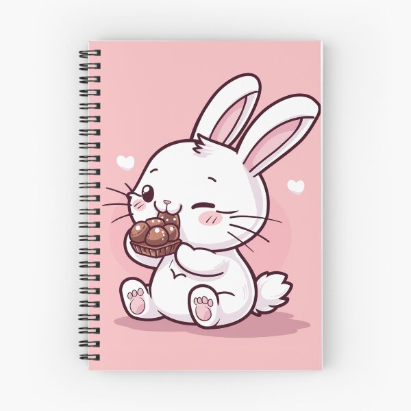 Item preview, White Cute Bunny Eat Chocolate designed and sold by KawaiiArtStyle.