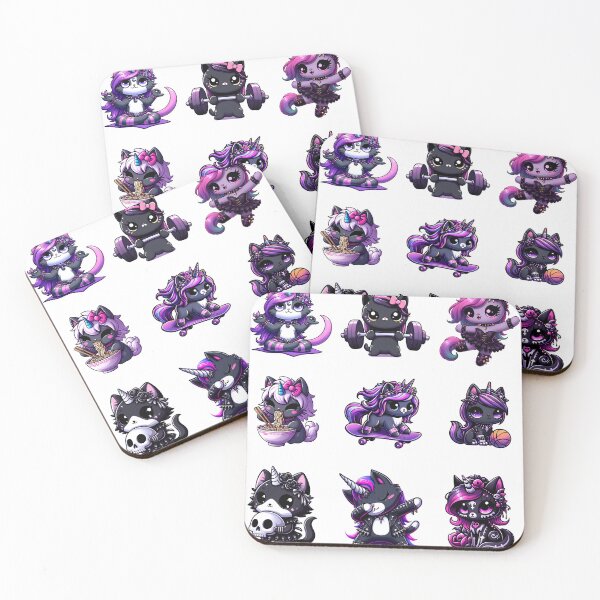Item preview, Gothic Unicorn Cat Sticker Pack designed and sold by ArtadoraDesignz.