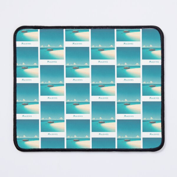Item preview, Maldives vintage travel poster - Retro Dhoni boat in paradise designed and sold by pod24.