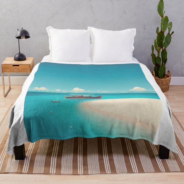 Item preview, Maldives vintage travel poster - Retro Dhoni boat in paradise designed and sold by pod24.
