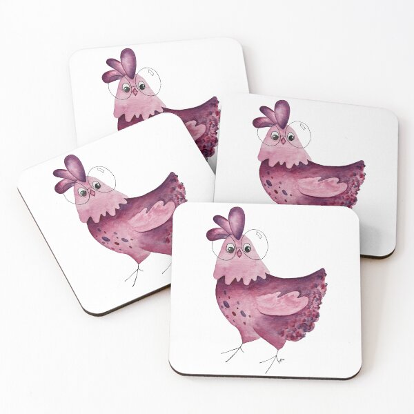 Item preview, Chicken Wearing Glasses Watercolor Painting designed and sold by Hannah Smolensky.