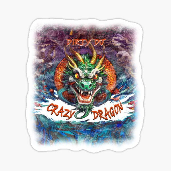 "crazy Dragon" lustiger asiatischer comic Drachen Sticker