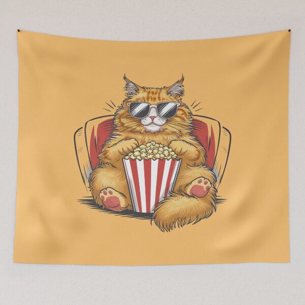 Item preview, A Fluffy Ginger Cat with Pop Corn at the Movies designed and sold by Mariana Piana.