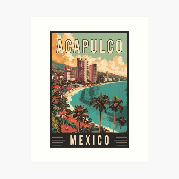 Aperçu de l'œuvre Acapulco, Mexique Art de voyage tropical créée et vendue par turtlestart.