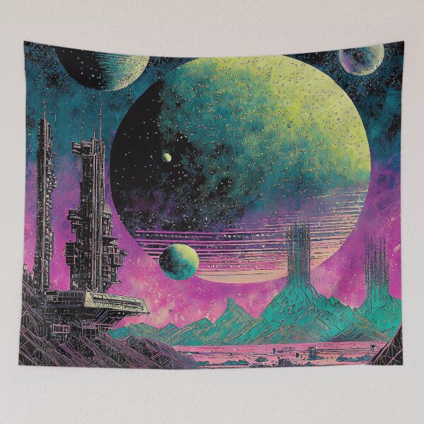 Item preview, SCI FI Illustration Alien City 2 designed and sold by Synthwave Poem.