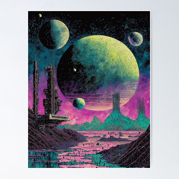 Item preview, SCI FI Illustration Alien City 2 designed and sold by Synthwave Poem.