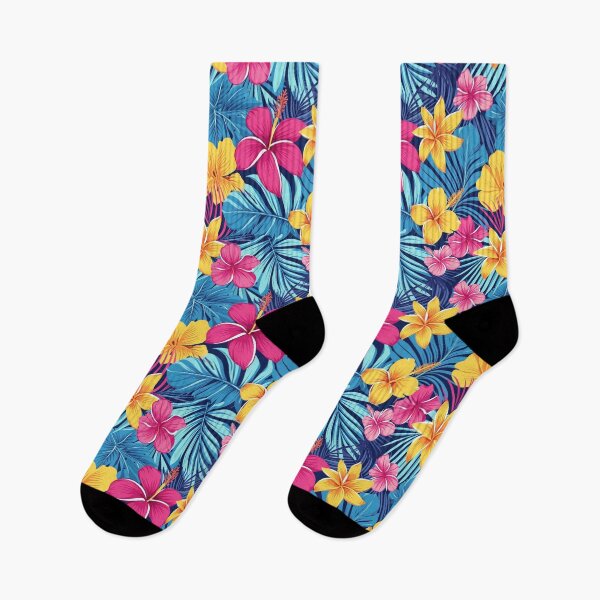 Artikelvorschau, Rosa, gelb, blau, tropische Blumen und Blätter entworfen und verkauft von tsuttles.