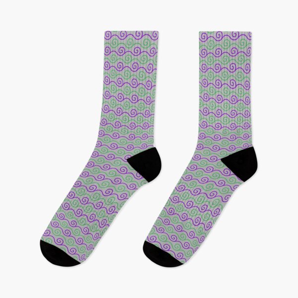 Item preview, Purple & Green Alternating Wave Swirls Grey Enduring Stencils designed and sold by Alchemy-A-La-G.