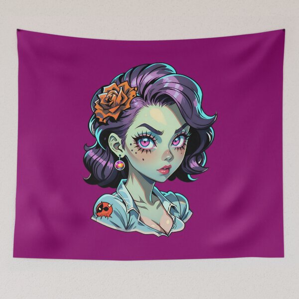 Aperçu de l'œuvre Cute Vintage Anime Zombie Pinup Girl créée et vendue par TheArtOfPat.