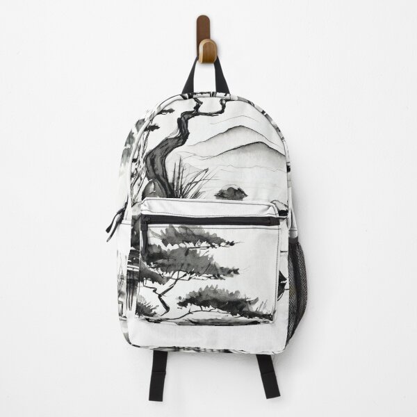 Item preview, Tranquil Lake Shrine: Sumi-e Serenity Among Bamboo, Maple, and Pine designed and sold by Marithrax.