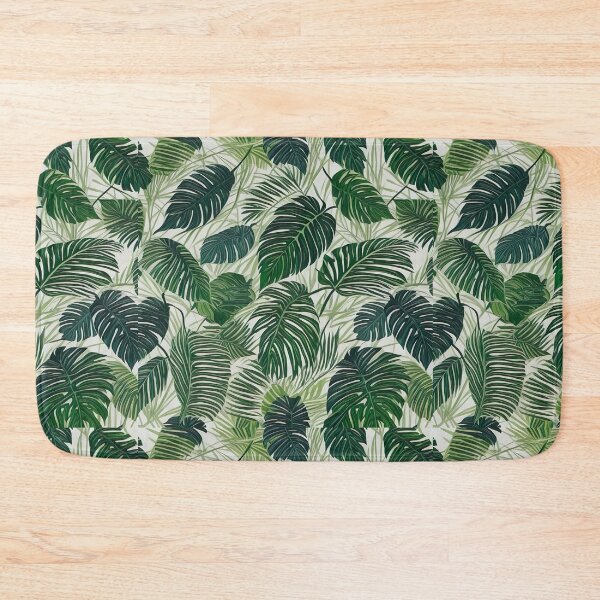 Item preview, Exotic jungle pattern palm leaves in various shades of green designed and sold by Frostquest.