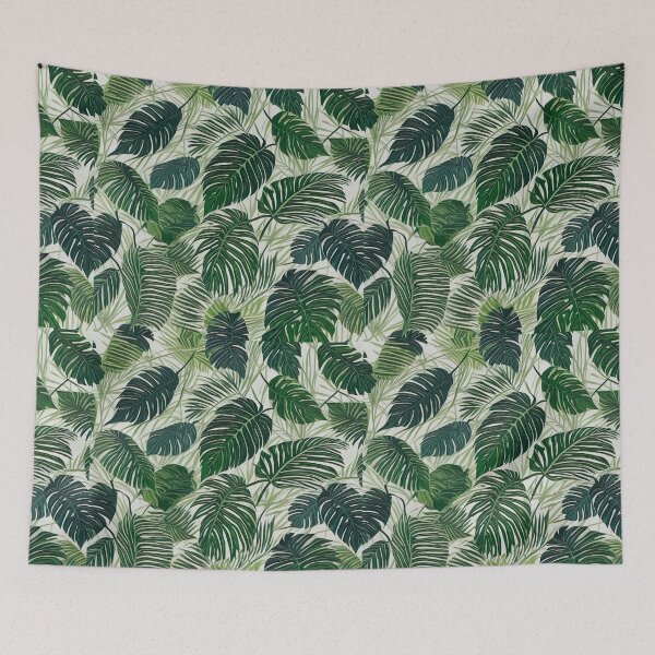 Item preview, Exotic jungle pattern palm leaves in various shades of green designed and sold by Frostquest.