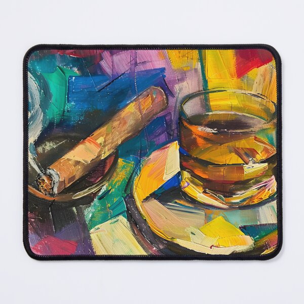 Item preview, Harmonic Abstractions- A Bauhaus-inspired Ode to Color, Line, and Shape in Cigar and Whiskey Art designed and sold by OlfactoART Studio.
