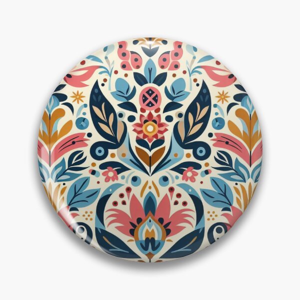 Item preview, Scandinavian Folk Art floral pattern two feathers  designed and sold by FOLK ART FUSION.