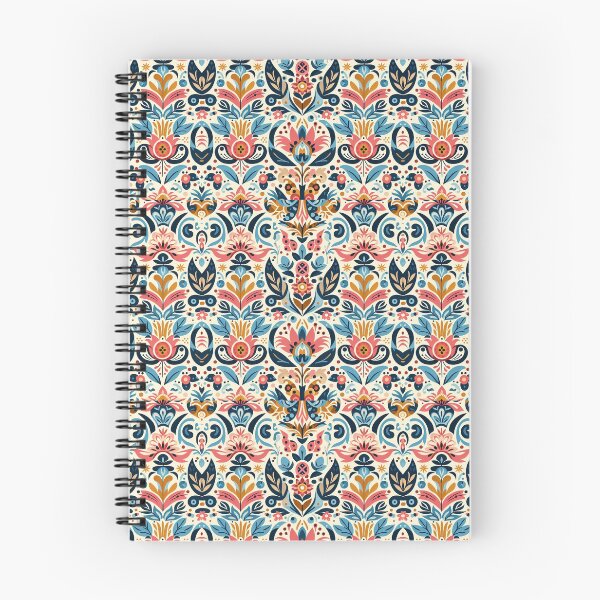 Item preview, Scandinavian Folk Art floral pattern two feathers  designed and sold by FOLK ART FUSION.